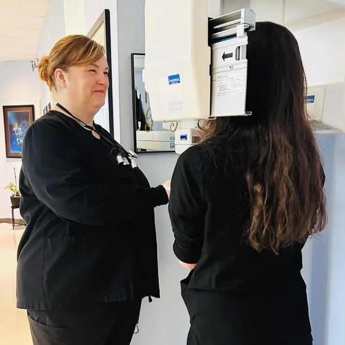 patient getting dental X-rays during her visit to Stein Dental Care in Nashville, TN